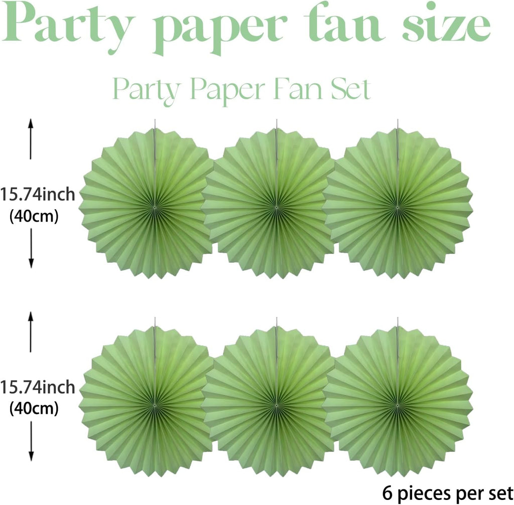 Green Hanging Paper Fans,Green Accessories Paper Decorations for Party,Army Birthday Party Decorations,Lime Green Decor 16in Hanging Paper Fans 30 Color DIY Set （Light Green）)
