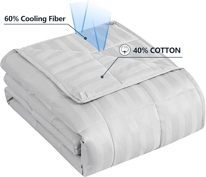 Weighted Blanket(48"x72" 10lbs) Weighted Blanket Cooling Blanket for Sleeping,Throw Size Breathable Blanket with Premium Glass Bead(Light Grey)
