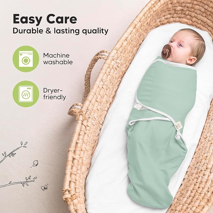 3-Pack Organic Baby Swaddle Sleep Sacks - Newborn Swaddle Sack, Ergonomic Baby Swaddles 0-6 Months, Swaddles for Newborns, Baby Sleep Sack, Baby Swaddle Blanket Wrap, Baby Essentials (Sage, L)