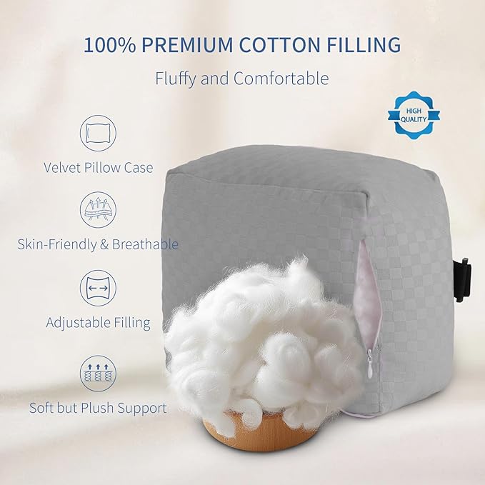 Knee Pillow for Side Sleepers - Leg Support Pillow for Sciatica Relief, Hip and Back Pain Alleviation, Spine Alignment with Adjustable Strap (Grey-Checker)