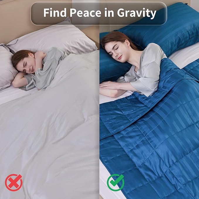 Weighted Blanket for Adult,20lbs Heavy Weighted Blanket 80"x87" Breathable Cooling Summer Blankets, Ultra Soft Cotton Comfort Throw Blanket with Glass Beads for All-Season (Blue)