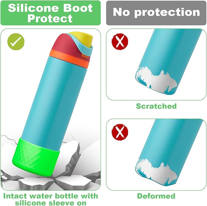 2PCS Silicone Water Bottle Boot for Owala 24oz 32oz 40oz, Anti-Slip Protective Sleeve Bottom Bumper Protector for FreeSip, Twist, and Flip Stainless Steel Water Bottles