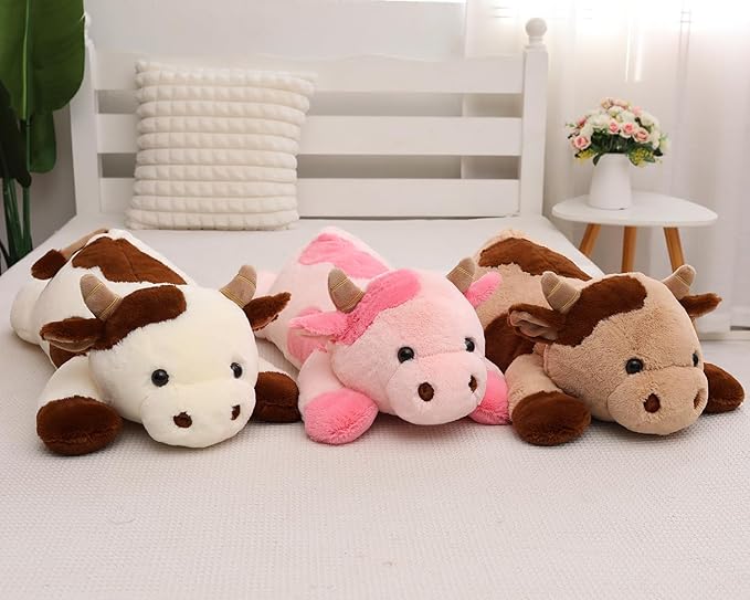 25.6 inch 5 lbs Cow Weighted Stuffed Animals, Large Weighted Plush Animal, Cute Plush Toy Pillow, Soft Kawaii Plushie Gifts for Adults, Kids, Boys and Girls