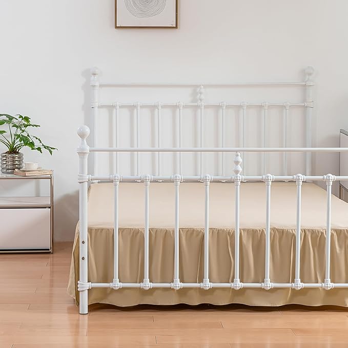 Bed Skirt Queen Size Ruffled Bed Skirts with Split Corners, 18 Inch Drop Dust Ruffle Bed Skirt with Platform - Queen, 18 Inch, Light Camel