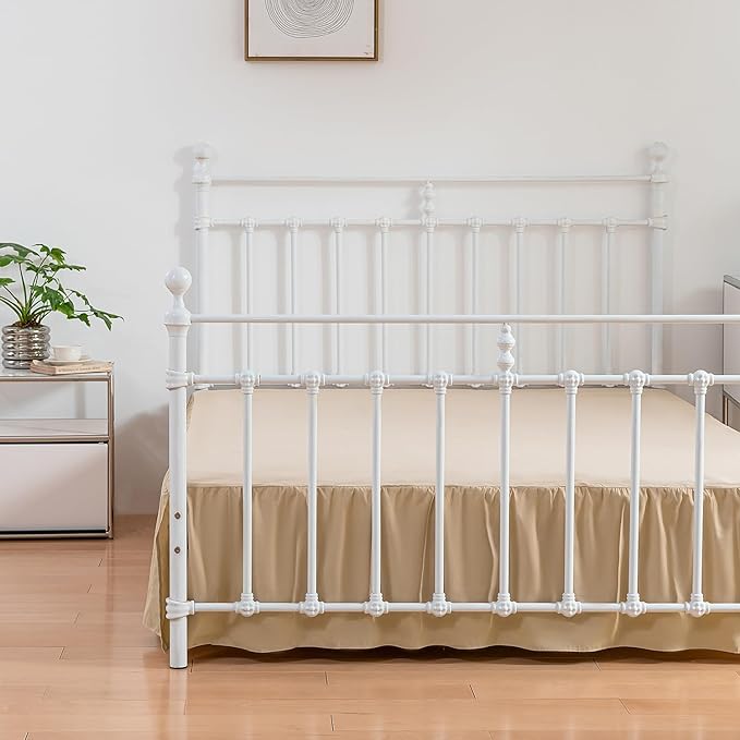 Bed Skirt, Full Size Ruffled Bed Skirt with Split Corners, 14 Inch Drop Dust Ruffle Bed Skirt with Platform, Full -14 Inch, Light Camel