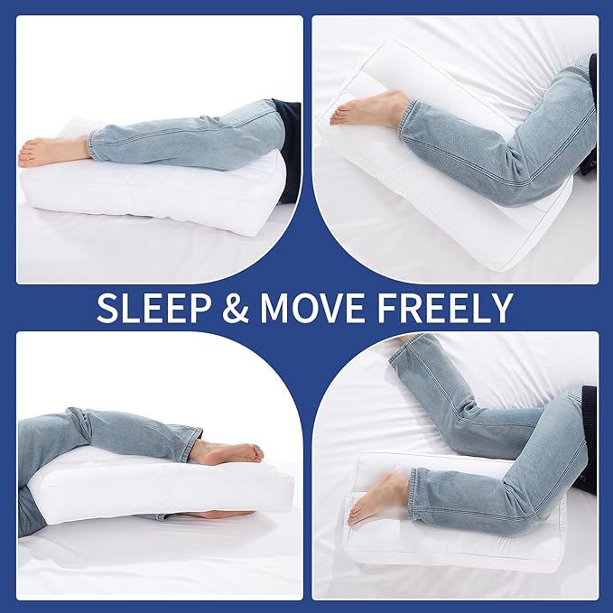 HOMBYS Knee Pillow for Side Sleepers,Down Alternative Between Leg Pillow for Sleeping,Under Knee Pillow for Sleeping on Back,Spine Alignment, Lower Back Pain Relief,Pregnancy Support,White 3 inch