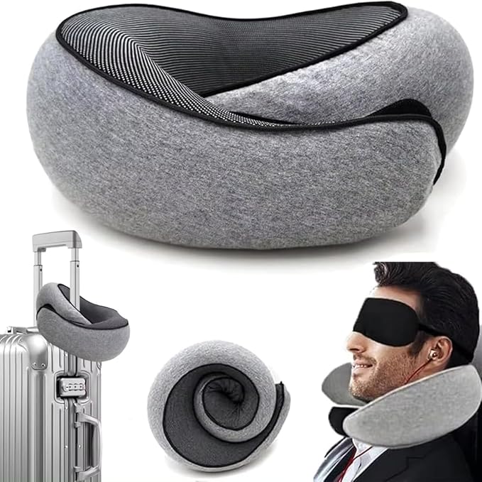 Wander Plus Travel Pillow, Travel Neck Pillow Memory Foam Travel Pillow 2024 New Travel Pillow Suitable for Travel, Airplanes, Cars and Offices (Light Gray)