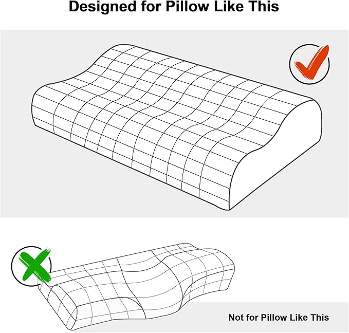 HOMBYS Satin Pillow Case for Contoured Support Pillow (DO NOT Include Pillow) -Zippered Pillow Cover for Neck Pillow for Cervical 1 Pack-Silky, Smooth and Breathable, Queen Size