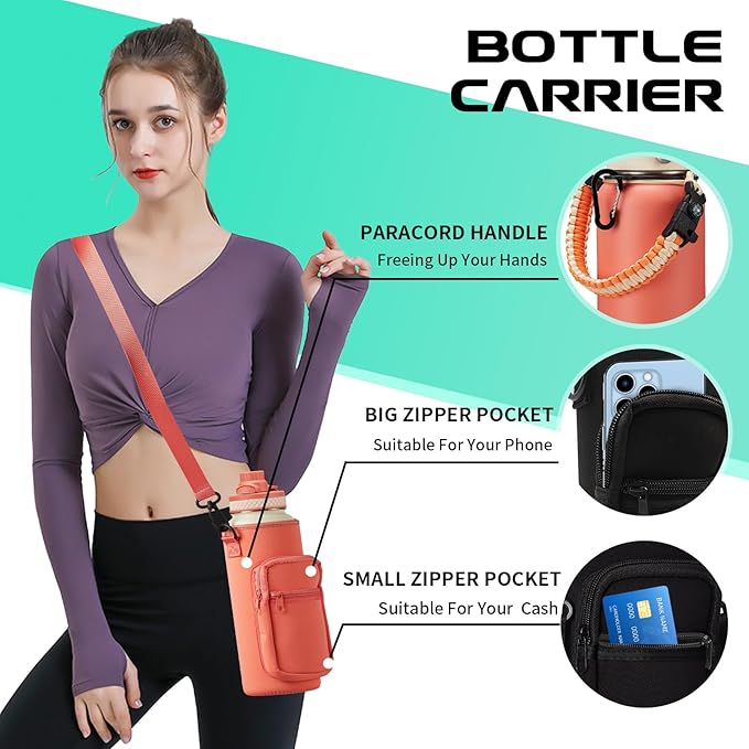 32 oz Sports Water Bottle Insulated - w/Paracord Handle, Straw & Spout Lids, Protective Boot, Sweat Proof Hydro Metal Water Flask Keeps Cold-48H Hot-24H, Travel Thermo Mug for Sports Hiking