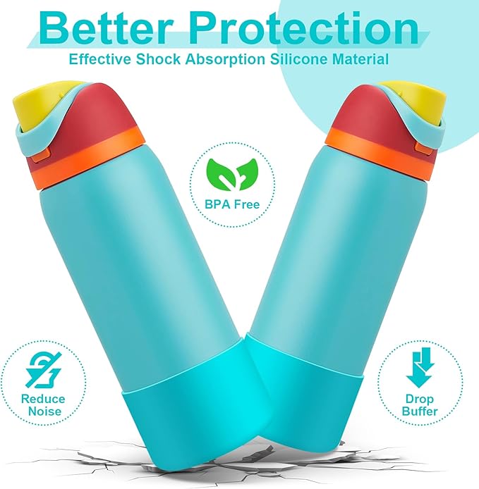 2PCS Silicone Water Bottle Boot for Owala 24oz 32oz 40oz, Anti-Slip Protective Sleeve Bottom Bumper Protector for FreeSip, Twist, and Flip Stainless Steel Water Bottles