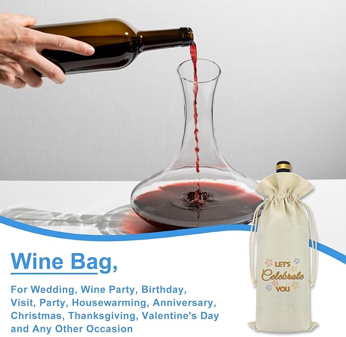 2024 Graduation Gifts Celebrate Graduation Wine Bag Graduation Gifts for Her Him Phd Masters Degree Graduation Gifts for Women Men Drawstring Burlap Reusable Wine Bottle Bag Graduate Souvenir Gift