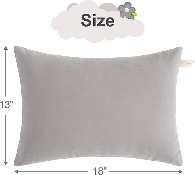 BEDSUM 2 Pack Pillows, 13"x18" Microfiber Pillows for Travel, Pet, Soft and Machine Washable Small Pillows for Neck, Wrist, and Knee Comfort, Light Grey