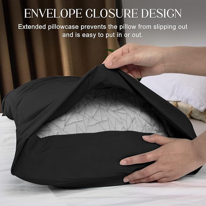 Soft Body Pillow Cover/Pillowcases 60 x 21 Inch, WINKAURA Premium Unique Long Pillow Case for Bed Fits 54x20 Pillow, Envelope Closure, Stylish Wrinkle and Stain Resistant,Black