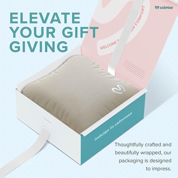 Calmier - 6 lb Sensory Weighted Pillow - Glass Bead Filled Hug Pillow - Ultra Plush Cozy Weighted Pillows for Adults and Kids - Child Sensory Pillow - Weighted Lap Pad (Tan - Fleece, 6 LBS)