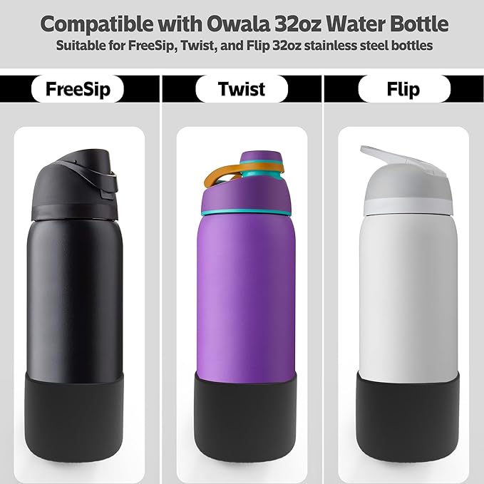 2PCS Silicone Water Bottle Boot for Owala 24oz 32oz 40oz,Anti-Slip Protective Sleeve Bottom Bumper Protector for FreeSip, Twist, and Flip Water Bottles