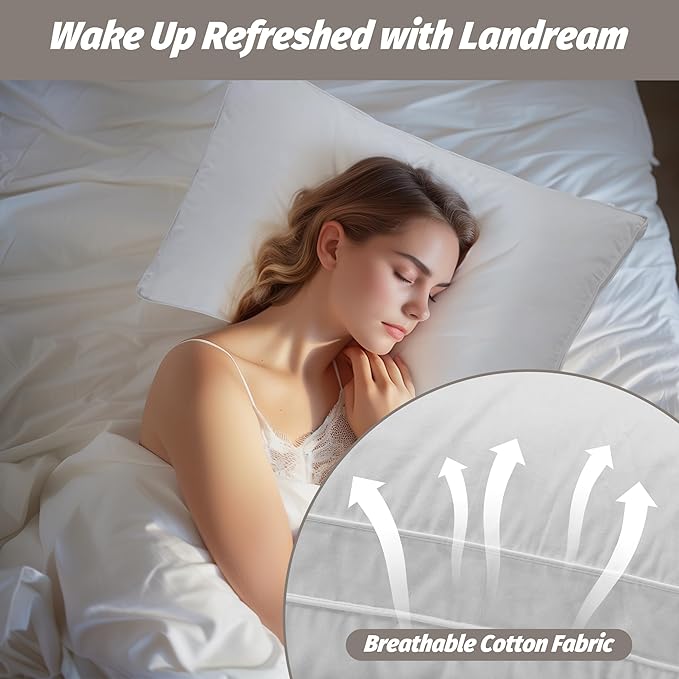 Feather Pillows Queen Size Set of 2,100% Cotton Shell Goose Down Pillow,Feather Down Bed Pillow, White Hotel Pillow (Queen)