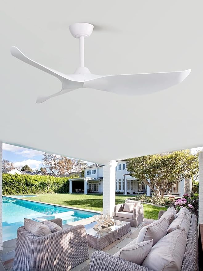 Sofucor 38 inch Ceiling Fans with Remote Control, Indoor Outdoor Ceiling Fan for Bedroom Living Room Farmhouse Patio, Modern Ceiling Fan no Light with 6 Speed Reversible Quiet DC Motor, White