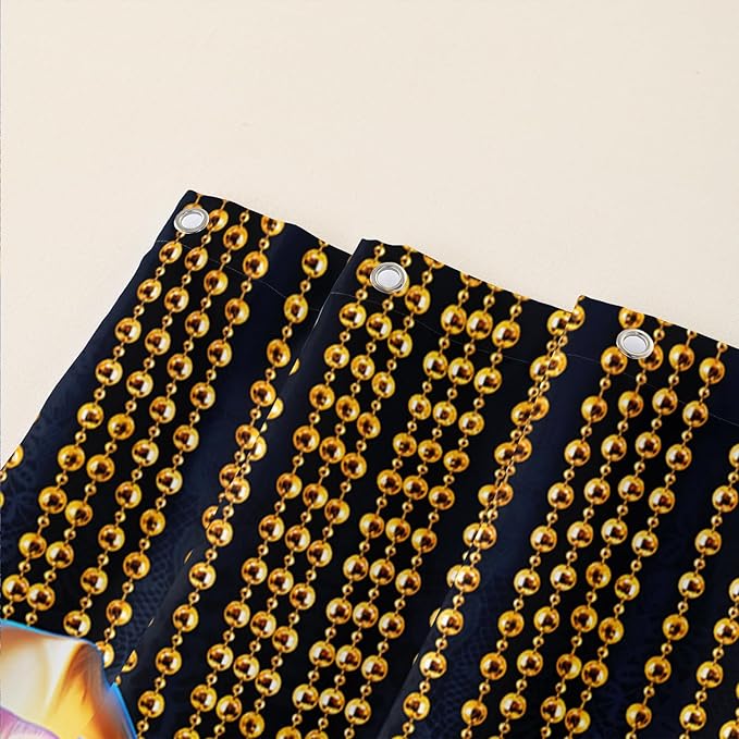 AILONEN Gold Rose Shower Curtain for Bathroom- Romantic Floral Shower Curtain -Polyester Fabric Waterproof Decoration- Plants Blue Black Leopard Flowers Bath Shower Curtains Washable, 72" W x 72" H