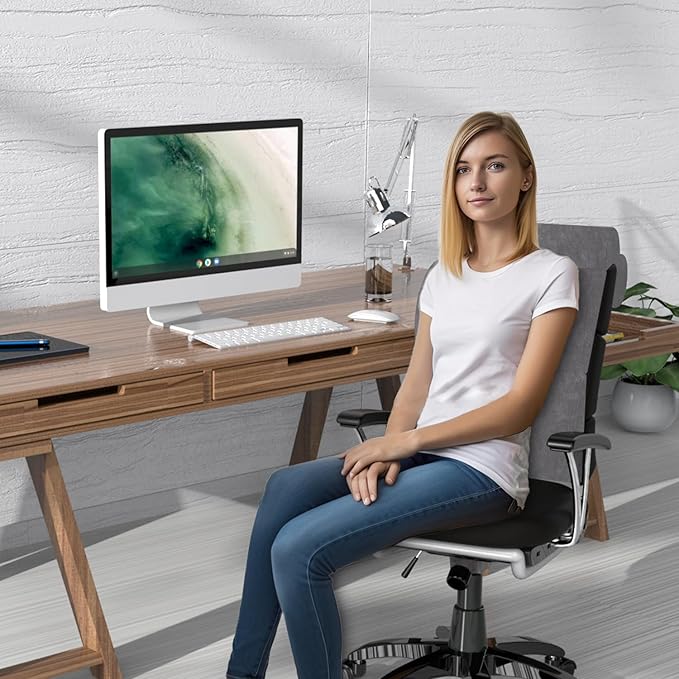 Lumbar Support Pillow for Office Chair,Computer/Desk Chair,Full Back Pillow for Back Support Soft Pain Relief with Adjustable Neck Support,Patented 2+2 Semi-Circular Back Cushion for Chair