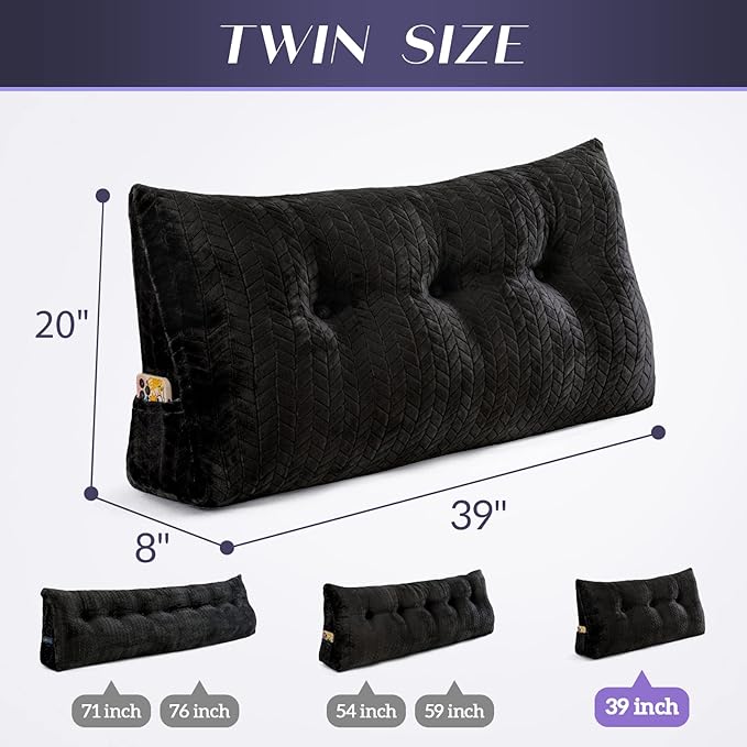 Triangular Wedge Headboard Pillow Large Bolster Bed Rest Reading Pillow Backrest Positioning Support Bolster Cushion with Removable Cover