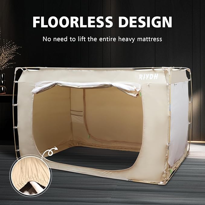 Bed Tent Bed Canopy Queen Size Tents for Adult and Kids- Portable Dream Tent Indoor Sleeping Tents 70% Blackout with 3 Doors Breathable Big Space Tents