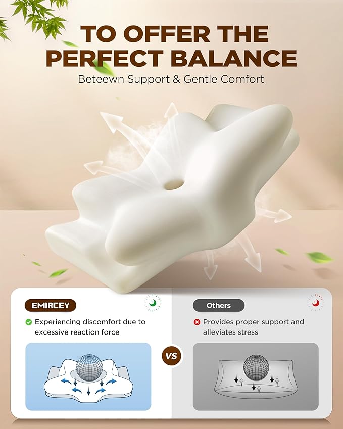 Cervical Neck Pillow for Pain Relief, Adjustable Memory Foam Pillows for Side Back Stomach Sleeper, Orthopedic Contour Bed Pillow