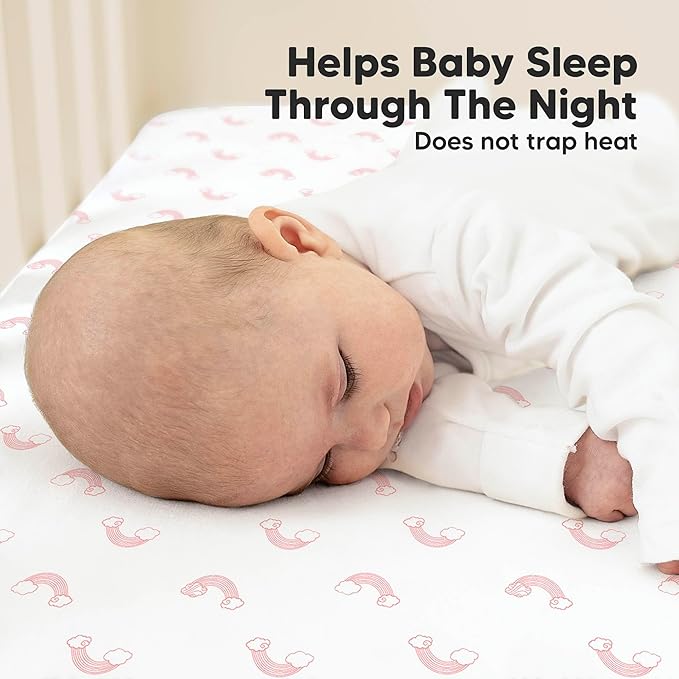 2-Pack Organic Crib Sheets for Boys, Girls - Jersey Fitted Crib Sheet, Baby Crib Sheets Neutral, Crib Mattress Sheet, Cotton Crib Sheets, Breathable Crib Sheet, Baby Mattress Sheets (Dreamland)