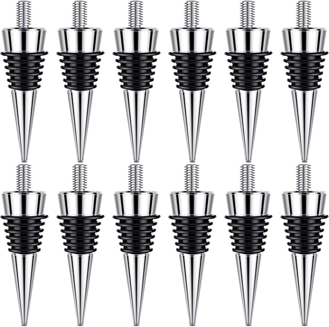 12 Pieces Metal Bottle Stopper 16 x 3/8 Blank Stainless Steel Wine Bottle Stopper Kit Reusable Wine Saver Corks Chrome Bottle Stopper Set Hardware for Wedding Wine Party Bar Turning