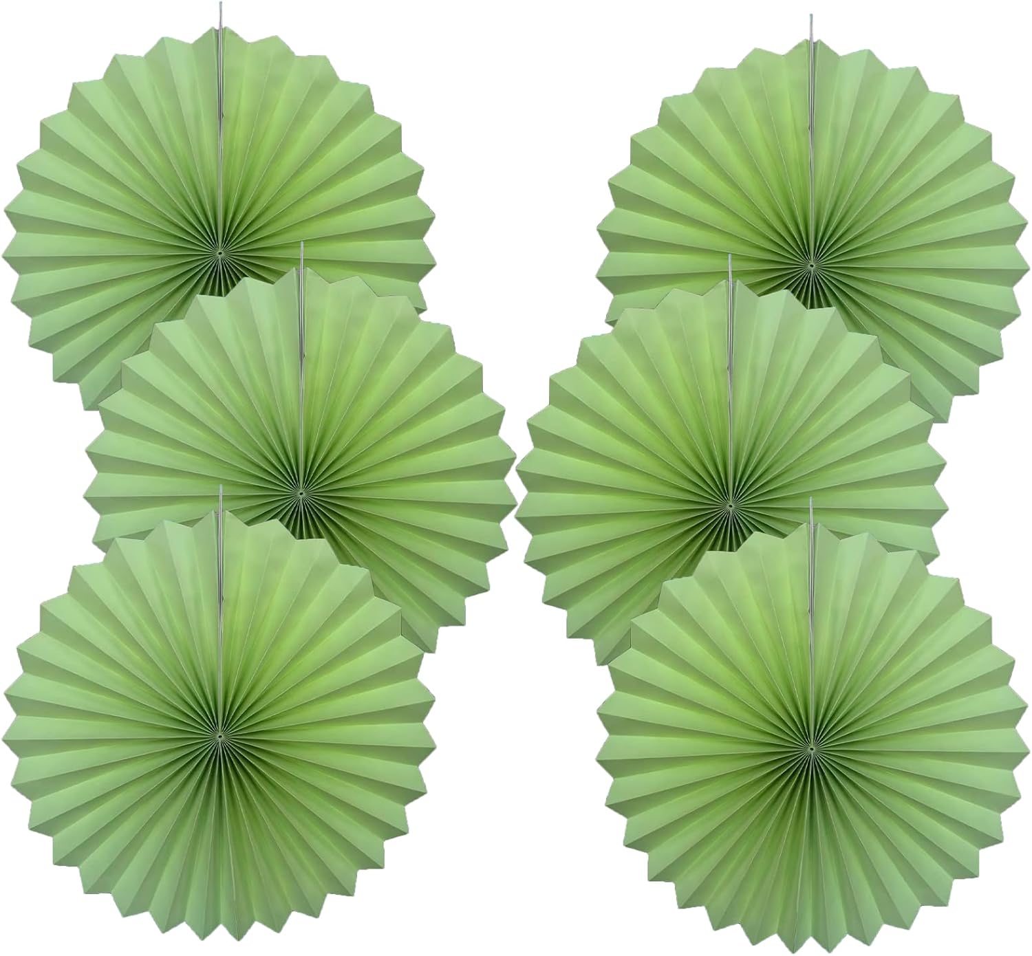 Green Hanging Paper Fans,Green Accessories Paper Decorations for Party,Army Birthday Party Decorations,Lime Green Decor 16in Hanging Paper Fans 30 Color DIY Set （Light Green）)