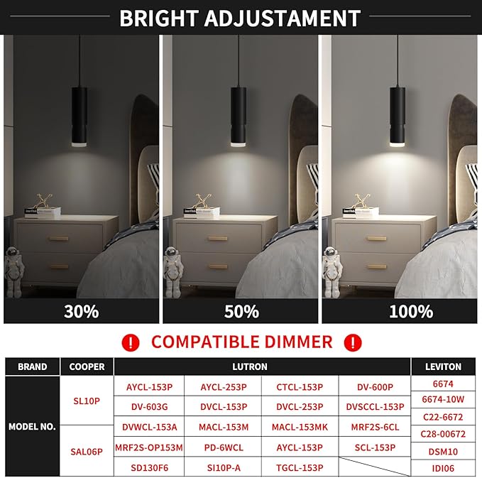 OKELI Pendant Lights, Modern Black Pendant Lights Fixture,3 Color Unique LED Pendant Lighting for Kitchen Island Bar,20W,3000-6000K, ETL(3Pack)