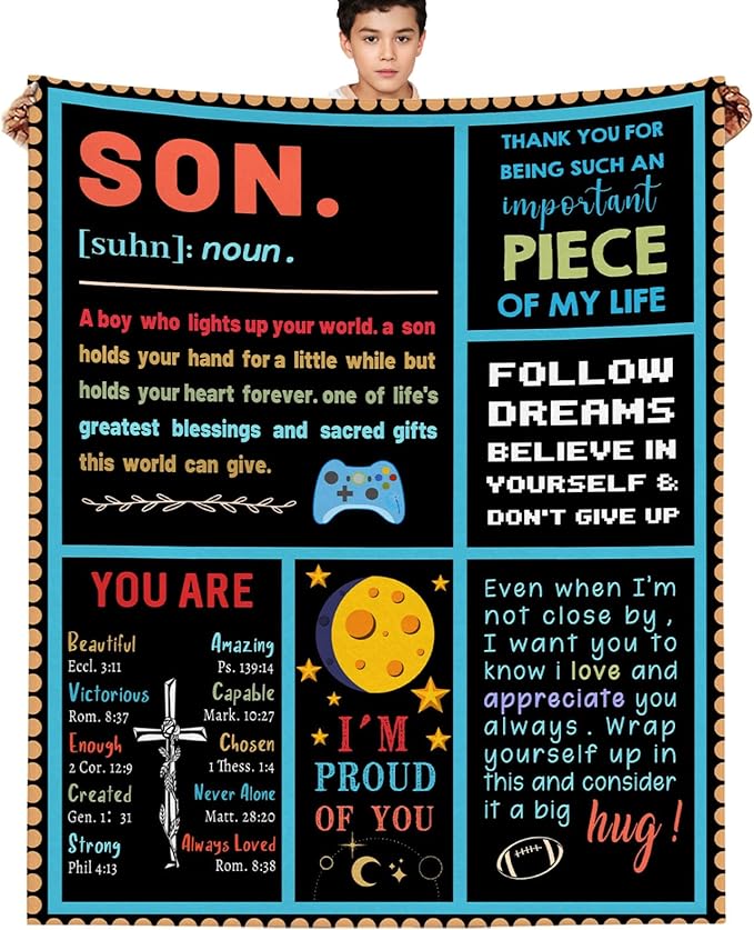 Gamer Gifts for Teenage Boys, 40x50 Inch Gamer Blanket Video Game Gifts Gaming Blanket for Son Cozy Throw Blanket Gamer Room Decor Gamer Gifts for Boys 8-12 Son Blanket from Dad Mom