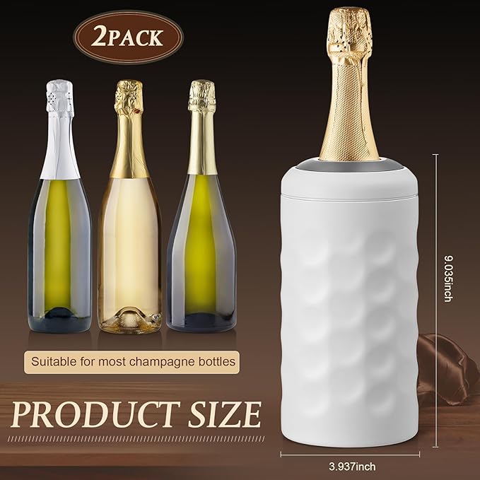 2 Pcs Wine Bottle Chiller Double Walled Portable Champagne Cooler Vacuum Insulated Wine Cooler Bucket Stainless Steel Wine Cooler Sleeve Wine Accessories Gift for Women Men Wine Insulator