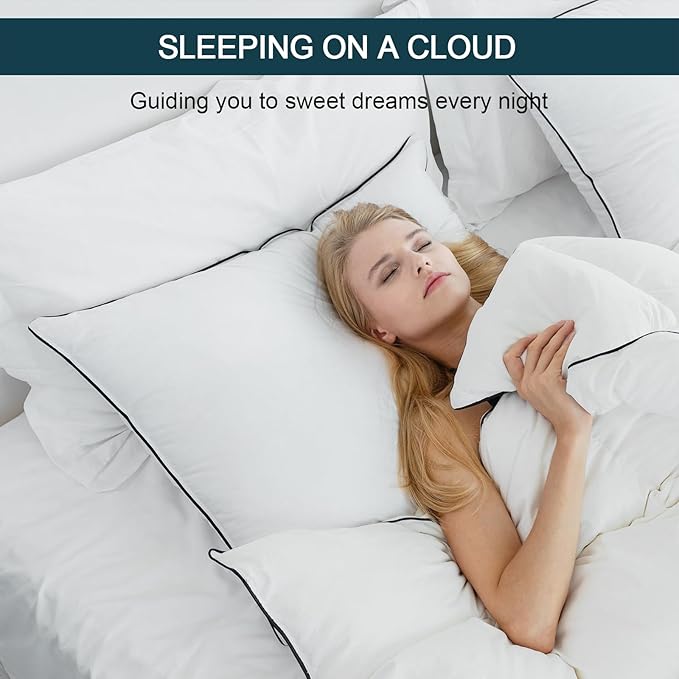 Hungarian Goose Down Pillows Queen Size, Bed Pillows for Sleeping, Pillow for Back, Stomach or Side Sleepers, Ultimate Comfort, 2 Pack, Queen (20" x 28")