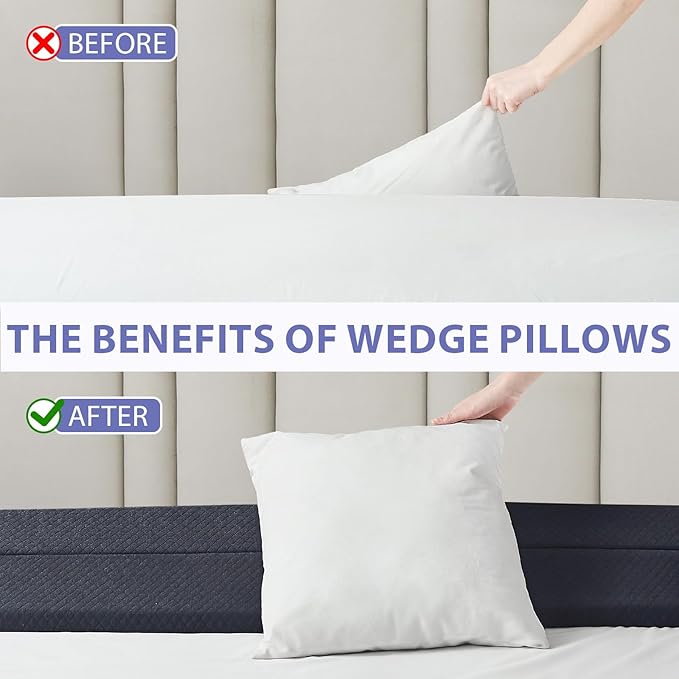 Bed Wedge Pillow for Headboard - Wedge Pillow Headboard King(76"x10"x6") - Foldable Bed Gap Filler/Headboard Pillow/Mattress Wedge - Fill Gap (0-8") Between Headboard and Mattress - AshGray