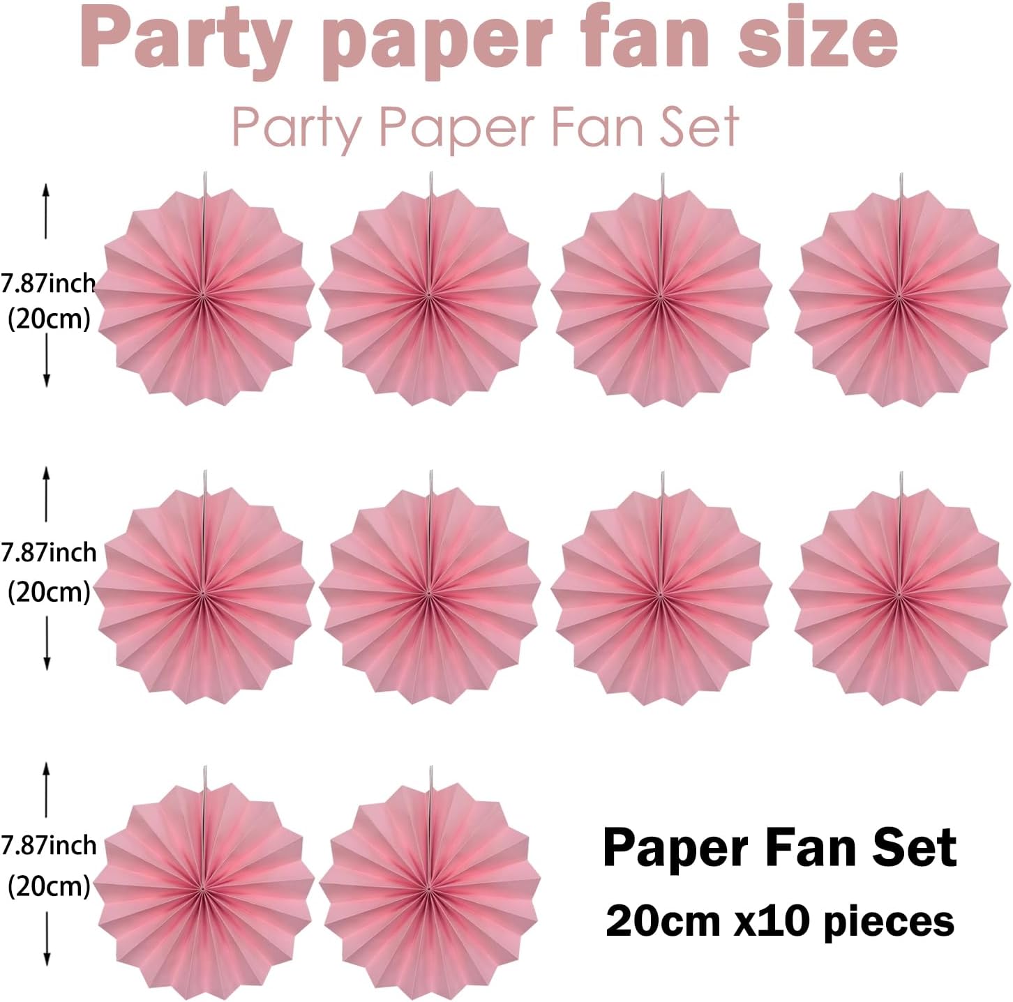 Pink Party Decorations,Pink Paper Decorations for Party,Baby Shower Decorations Party Paper Fans Bulk 8in,Schoolgirl Style Classroom Decor for Party 30 Color DIY Set （Pink）