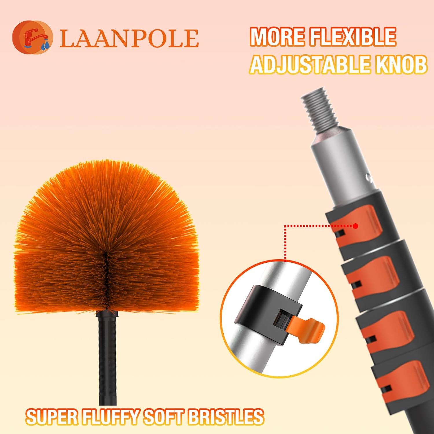 20FT (26FT Reach) Cobweb Duster with Extension Pole, Spider Web Brush for Cleaning Extendable, Professional Ceiling and Corner Dusters for Outdoor Indoor Use