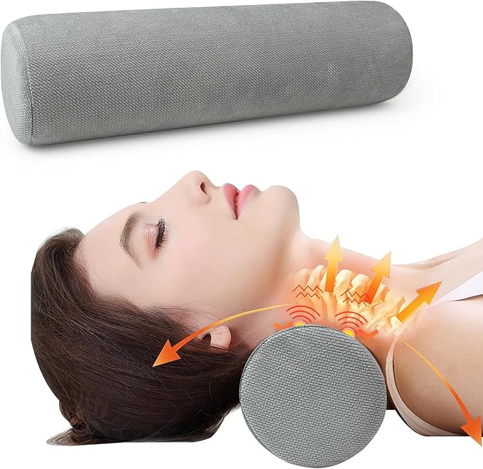 Cervical Neck Pillow, Roll Foam Pillows, Bolster Pillow, Round Neck Pillows Support for Sleeping | Bolster Pillow for Bed, Legs, Back and Yoga (Grey, 4")