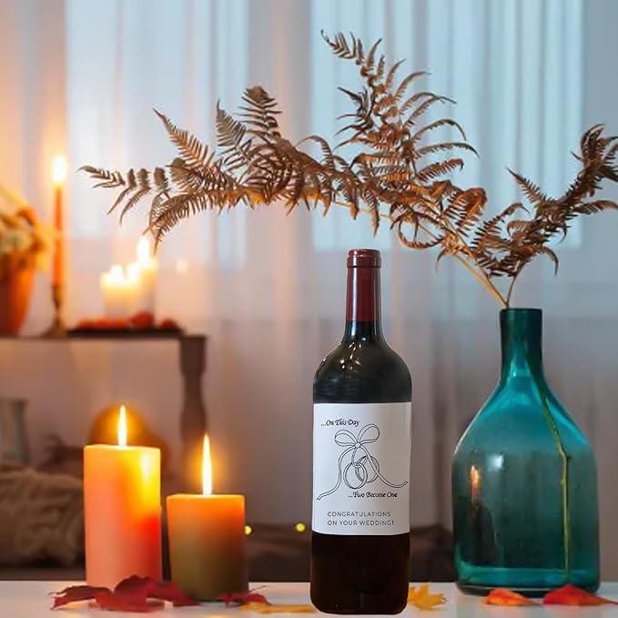 24Pcs Wedding Wine Bottle Label, Engagement Wine Bottle, Wedding Gift for Couple, for Her, for Him, Newly Engaged Unique Funny Gift, Pairs Well with Getting Married Wine Bottle Label