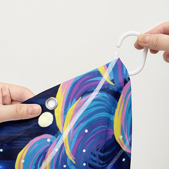 AILONEN Cartoon Black Cat Shower Curtain Set,Starry Night Bath Curtain for Kids Girls Boys,Country Style Shower Curtain,Cat Lovers Animal Shower Curtains for Bathroom Decor, 36" W*72" H