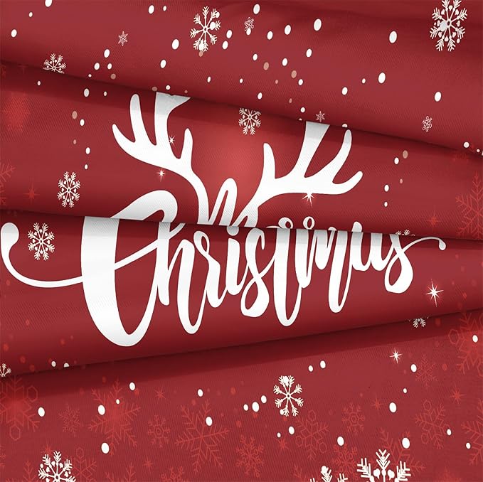 Bedbay Merry Christmas Comforter Set Christmas Bedding Queen Size Red Xmas Elk Snowflakes Printed Soft Microfiber Lightweight Fluffy Comforter Set for Boys Girls(Red,Queen)