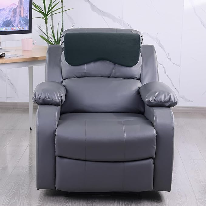 HOMBYS Cervial Recliner Neck Pillow for Pain Relief, Foam Headrest Pillow with Strap for Securing, Extra Large & Non-Slip Neck Pillow for Recliner, Sofa, Office Chair, Car, Dark Grey