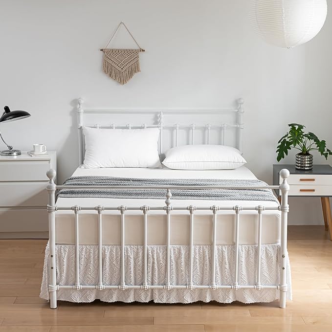 Tufted Bed Skirt Twin Size,Ruffled Bed Skirt with Split Corners, Twin Bed Skirt 14 Inch Drop, Boho Twin Size Bed Skirt White for Ruffled Bed Skirt with Split Corners, Bed Skirt Twin Size