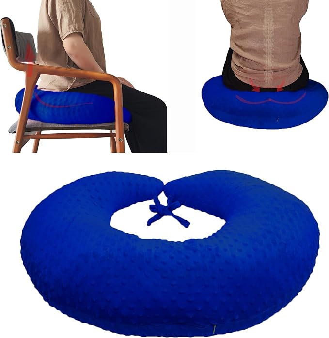 BBL Pillow After Surgery for Butt Sleeping, Brazilian Butt Lift Pillow Post Surgery Recovery for Sitting Sleeping Driving Donut Pillow for Woman Lumbar Back Cushion Seat Foam (Navy Blue)