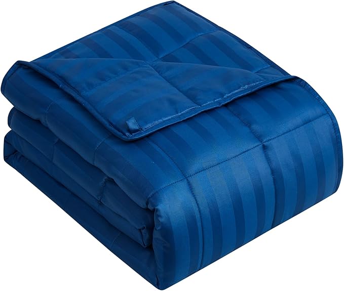 Weighted Blanket for Adult,15lbs Heavy Weighted Blanket 60"x80" Breathable Cooling Summer Blankets, Ultra Soft Cotton Comfort Throw Blanket with Glass Beads for All-Season (Blue)
