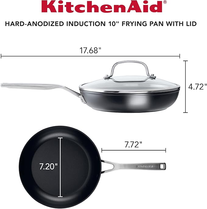 KitchenAid Hard Anodized Induction Nonstick Frying Pans/Skillet Set, 4 Piece - Matte Black