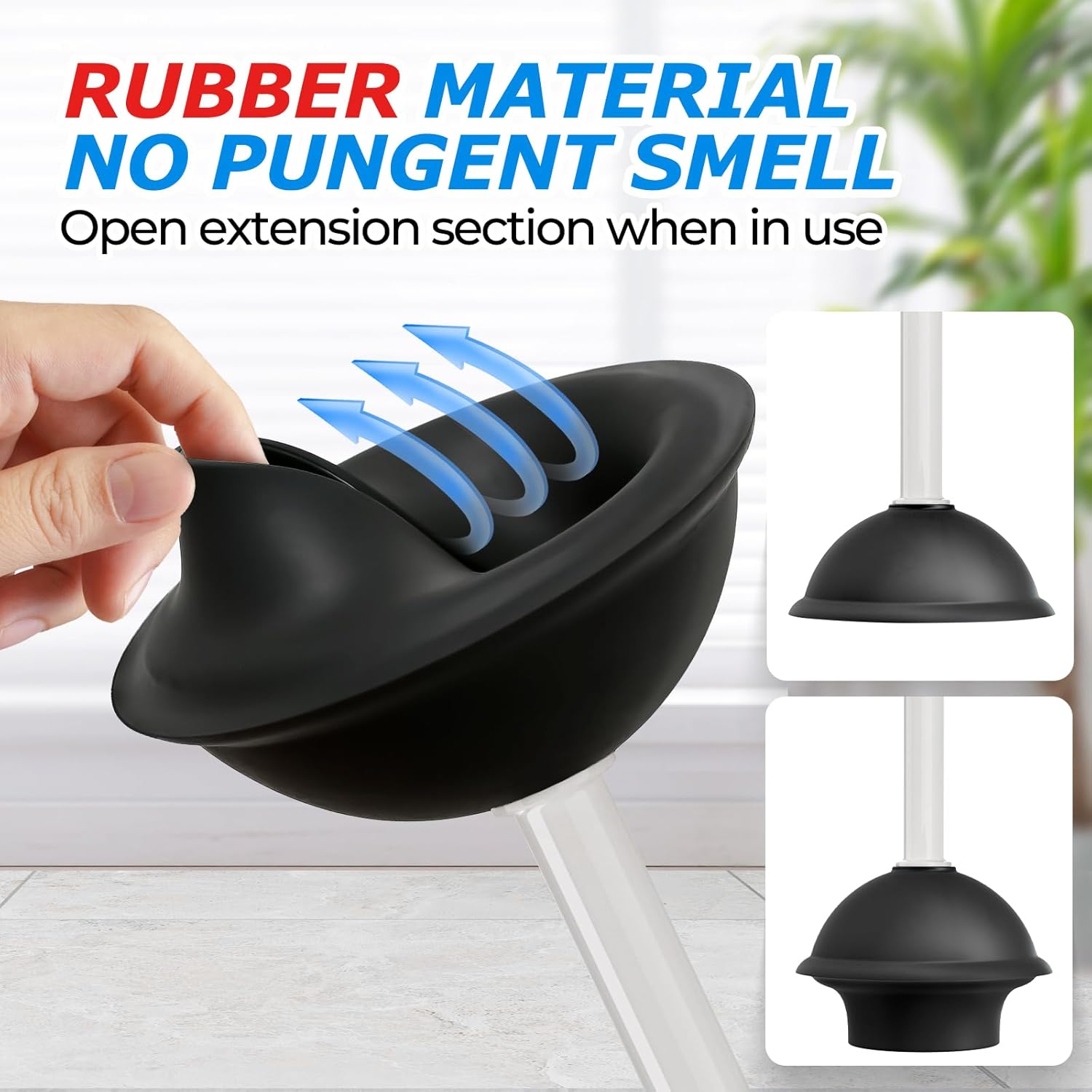 2Pack 2 in 1 Toilet Brush and Plunger Set, Extended Handle Plunger，Toilet Bowl Brush Plunger Set,Bathroom Cleaning Tools ，Toilet Brush Plunger Combo，Cleaning Supplies（Cream Grey）