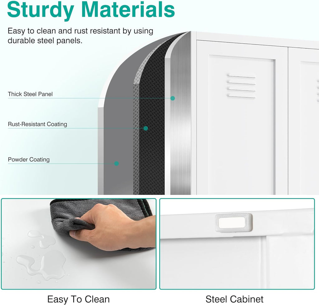 SISESOL White Metal Storage Cabinet,71" Tall Pantry Cabinet,Kitchen Pantry Storage Cabinets with 2 Doors and 6 Shelves,Wide Deep Food Cupboard for Home,Kitchen,Dining/Living Room