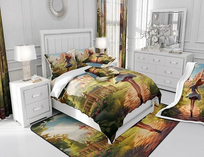 Feelyou Pretty Girl Bathroom Waterproof Accessories with 12 Hooks Castle Fabric Shower Curtain for Girls Pricess Style Shower Curtain Fancy Theme Curtains,72x84 Inches