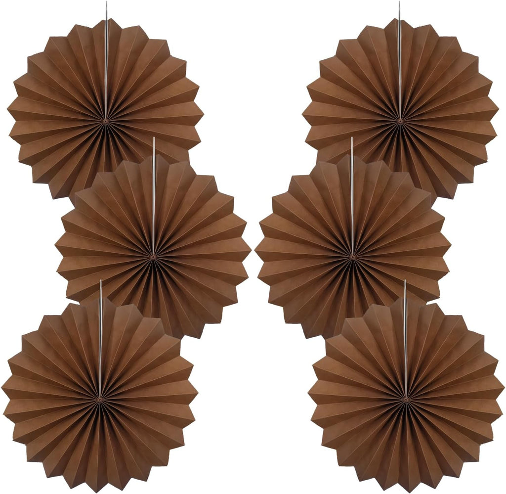 Brown Party Decorations,Brown Wedding Decorations for Party Events Accessories,Brown Birthday Decorations,Boho Party Decoration,Fall Decorations 16in Hanging Paper Fans 30 Color DIY Set(Brown)