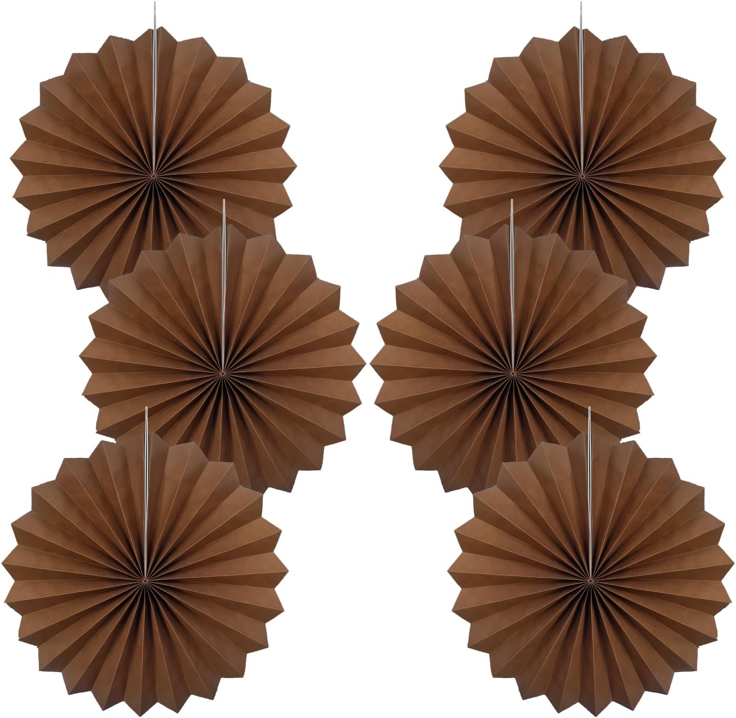 Brown Party Decorations,Brown Wedding Decorations for Party Events Accessories,Brown Birthday Decorations,Boho Party Decoration,Fall Decorations 16in Hanging Paper Fans 30 Color DIY Set(Brown)